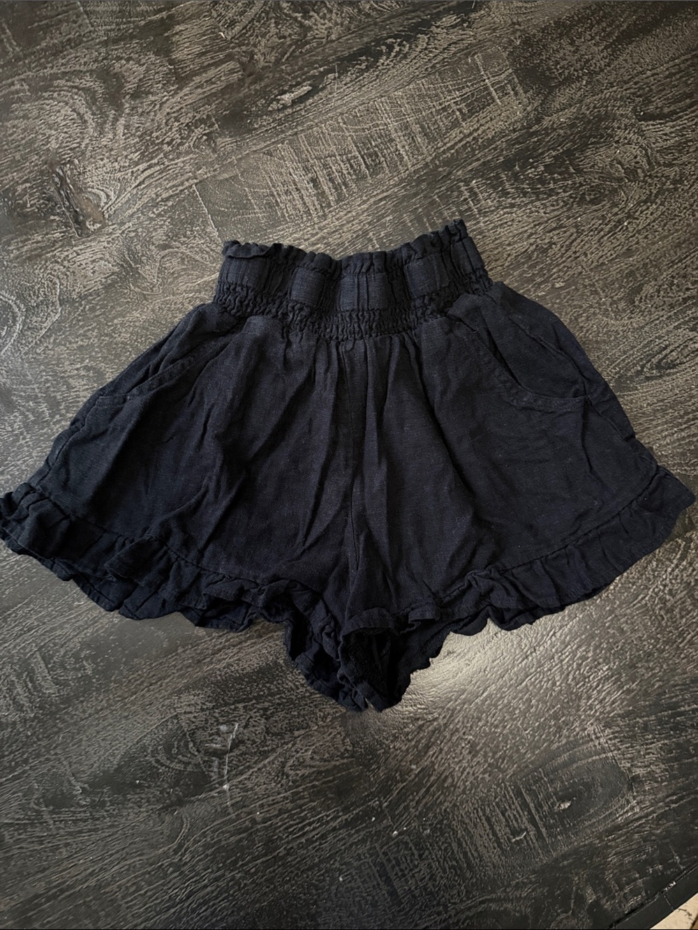 Vanilla Star Black High-Waist Ruffle Shorts